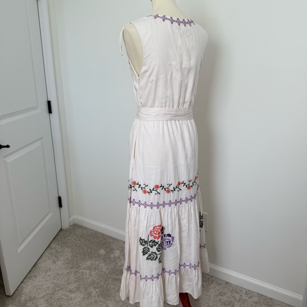 Anthropologie‎ Athena Embroidered Floral Maxi Dress Size Small Cottagecore - Picture 9 of 15